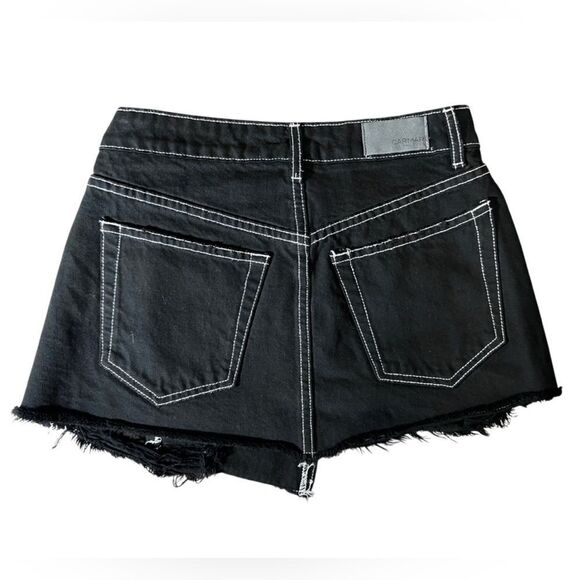 Carmar Los Angeles asymmetrical distressed Jean mini skirt black size 24 - Picture 2 of 11